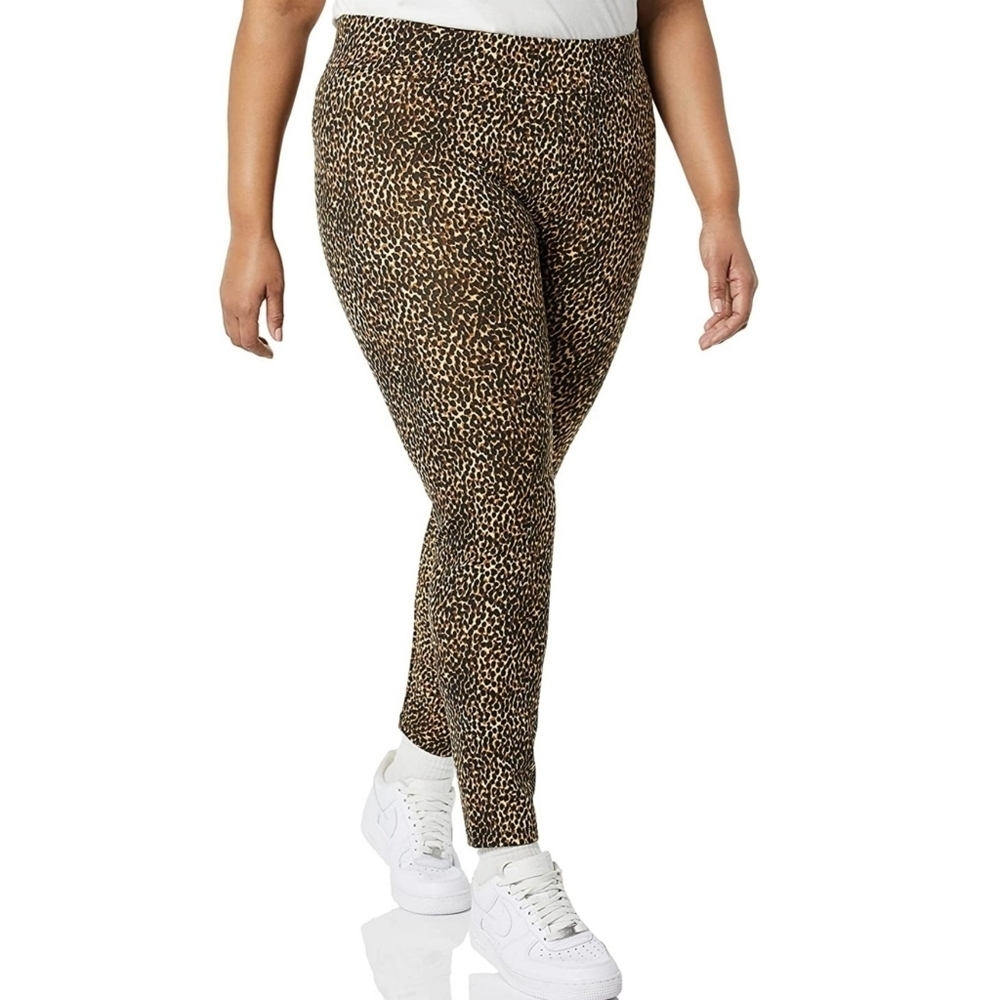 Daily Ritual Ponte Knit Leggings Animal Print Brown & Black Size XL Tall